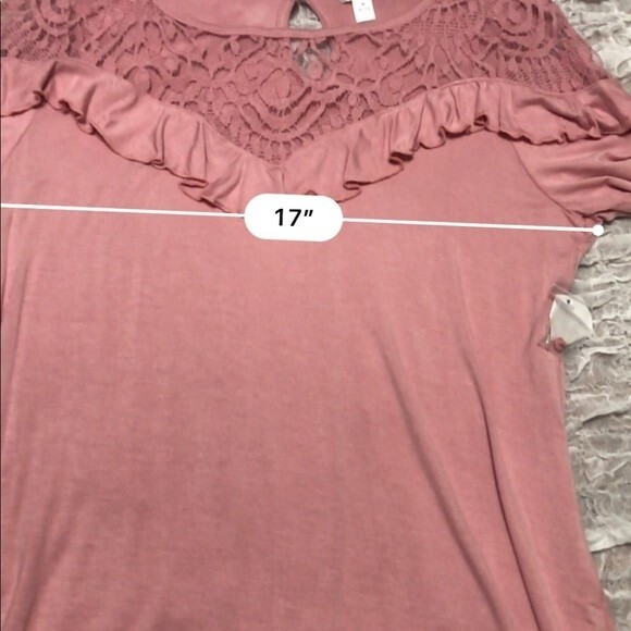 Time and Tru pink blouse lace front long sleeve tunic size M granny core boho - Picture 3 of 7